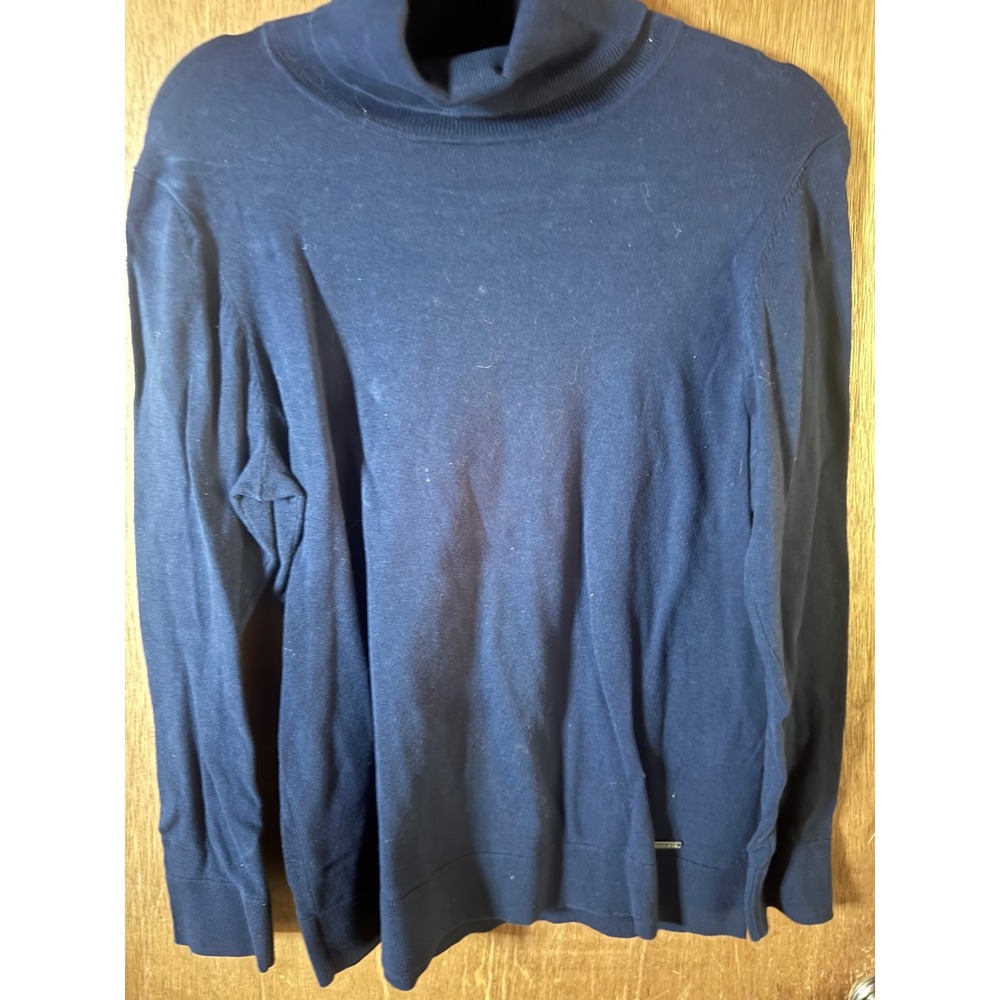 Tommy Hilfiger Womens Navy Blue Turtleneck Sweater Button Cuff XL RN54163